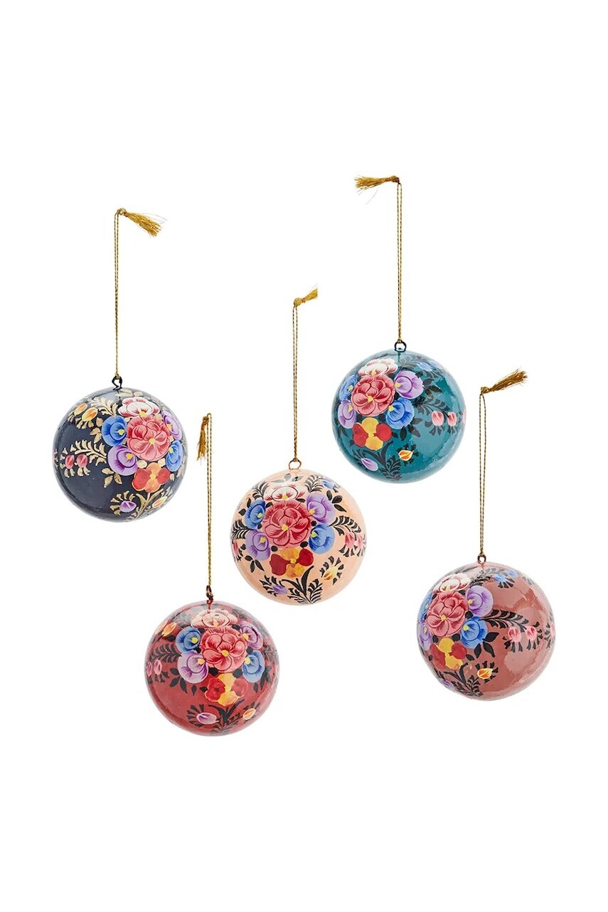 Sada vianočných ozdôb Madam Stoltz 7 cm 5-pak viac farieb