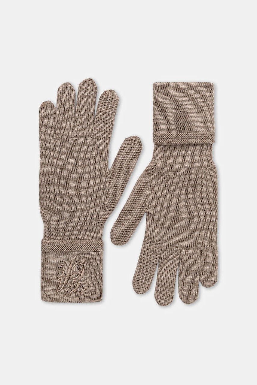 Vlnené rukavice Emporio Armani béžová farba, EW003131 AF19993
