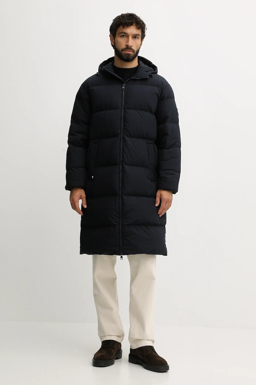 Páperová bunda Tommy Hilfiger tmavomodrá farba, zimná, MW0MW40628