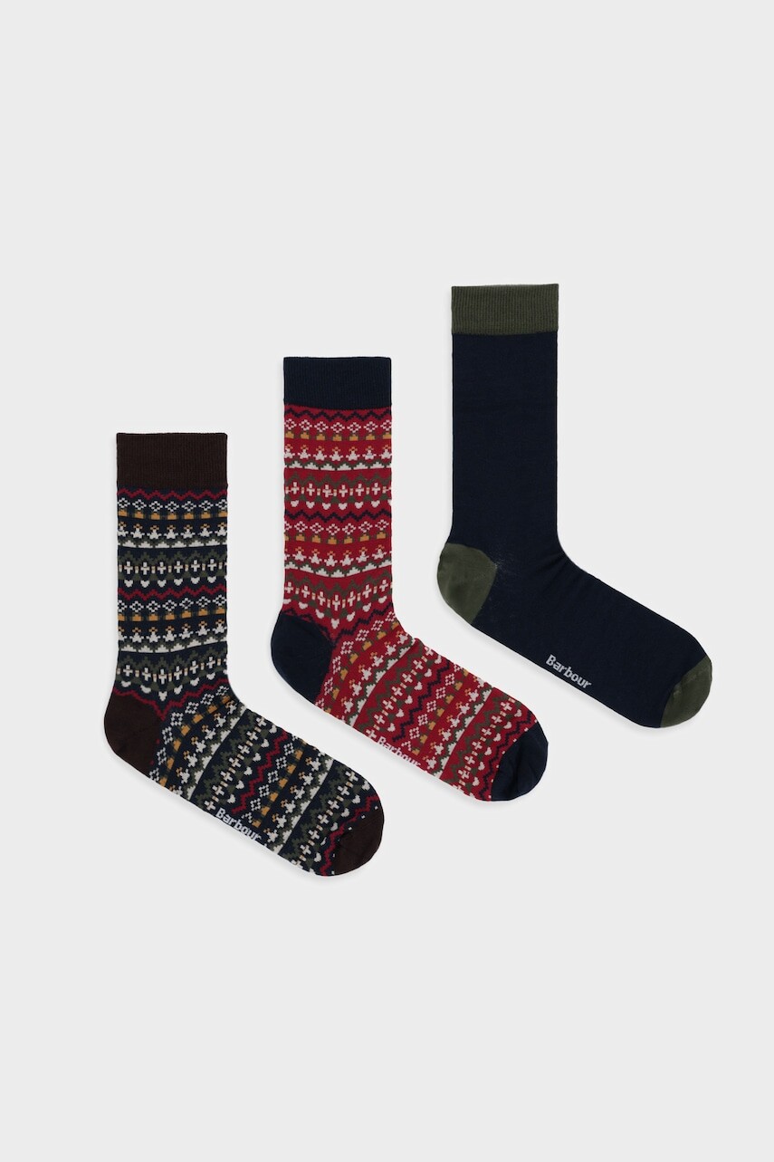 Ponožky Barbour 3-pak tmavomodrá farba, MGS0100