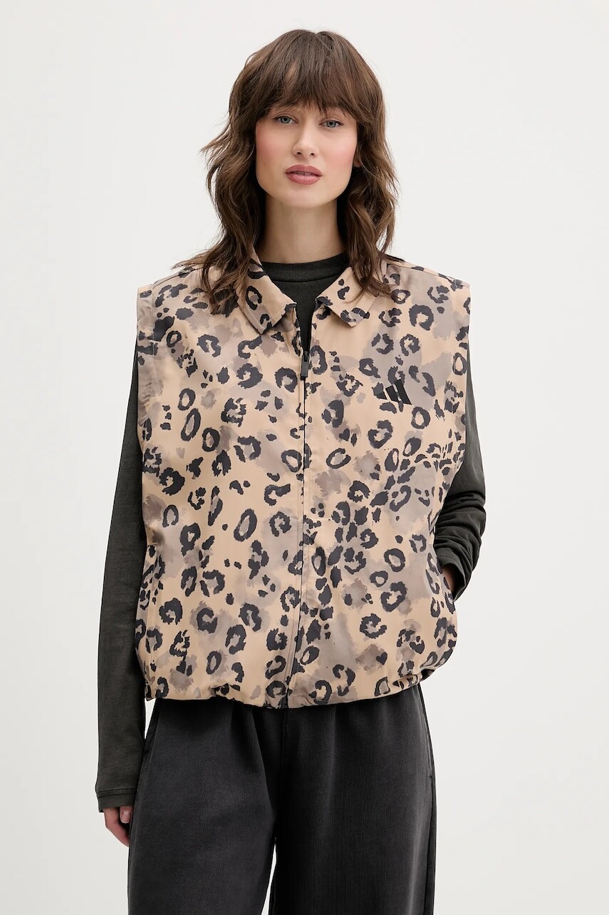 Vesta adidas Animal Print 3-Stripes béžová farba, prechodná, JV6957