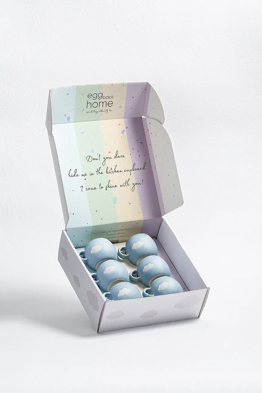 Sada pohárov Egg Back Home 90 ml 6-pak modrá farba