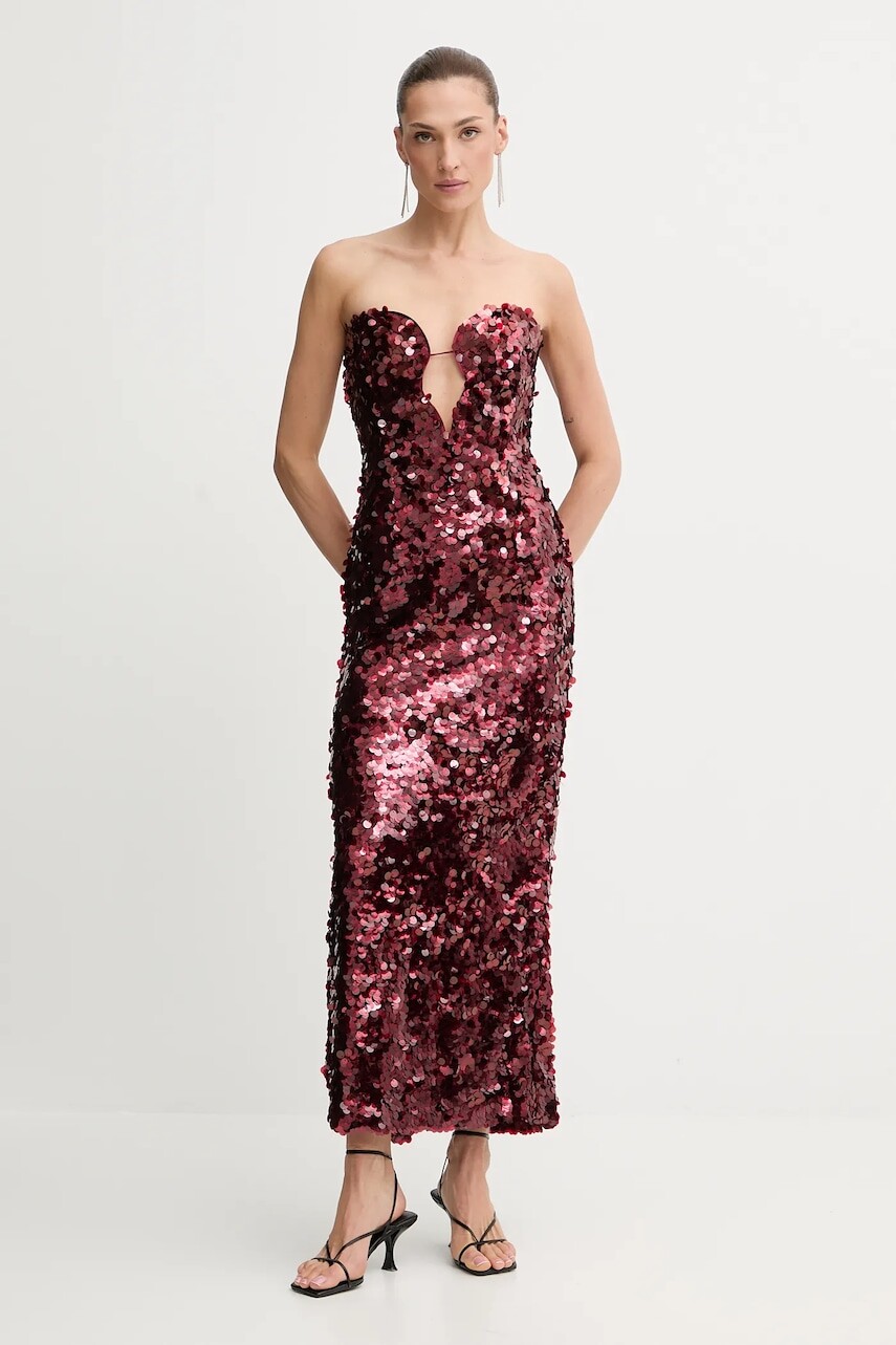 Šaty Bardot červená farba, mini, áčkový strih, 59946DB1