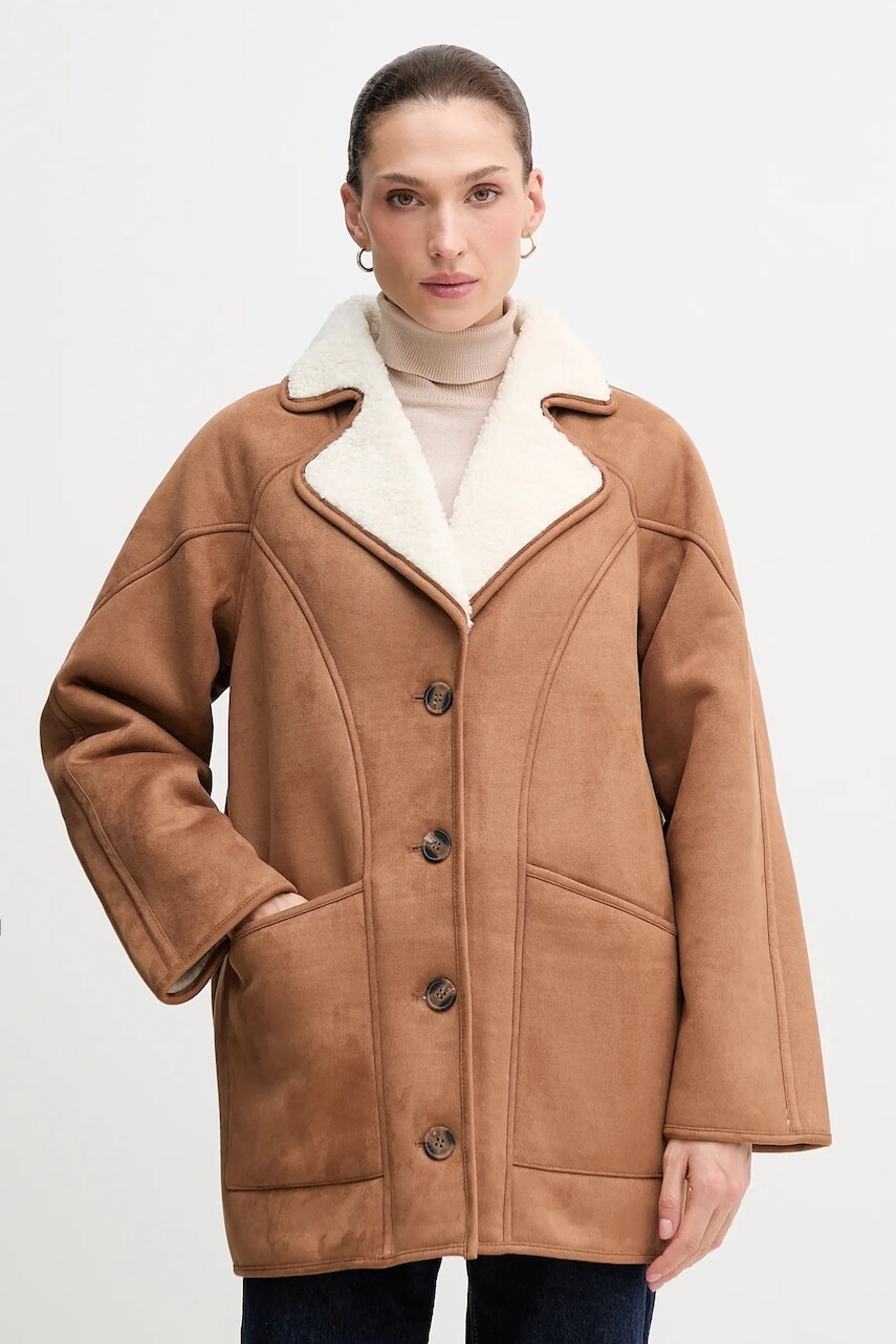 Kabát Pepe Jeans hnedá farba, PL4024362