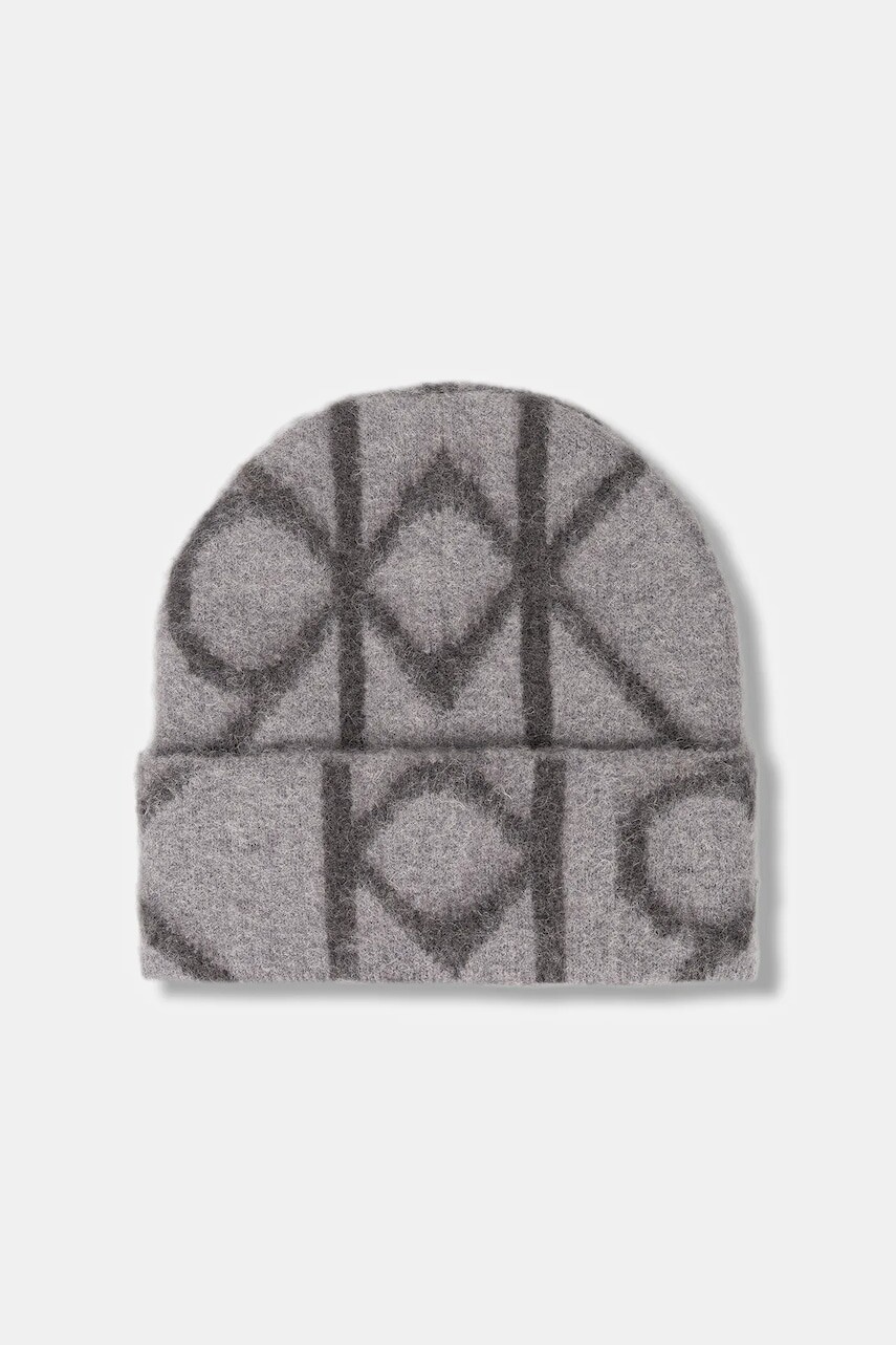 Čiapka s prímesou vlny Calvin Klein šedá farba, LV04D8071G