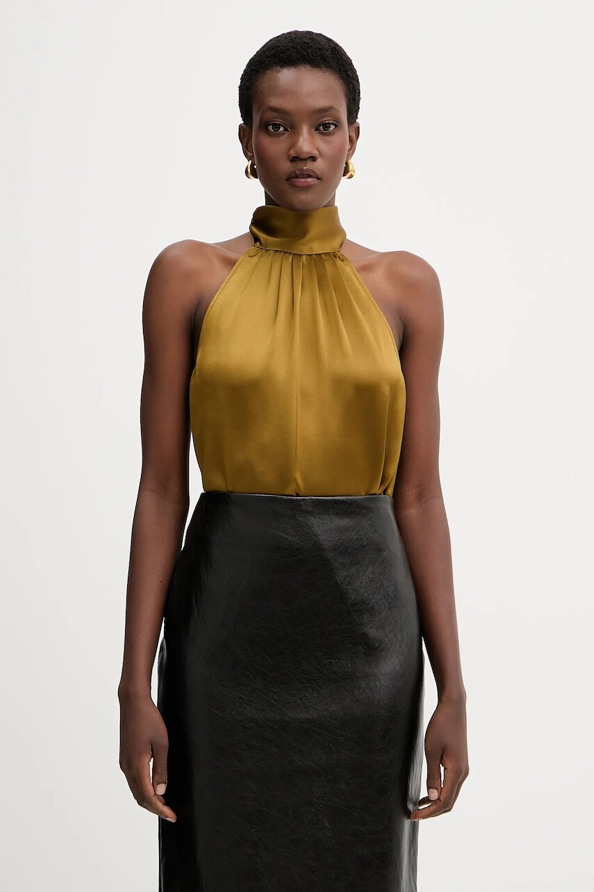 Blúzka Retrofete Martina zelená farba, jednofarebná, R-FW25-11995-11