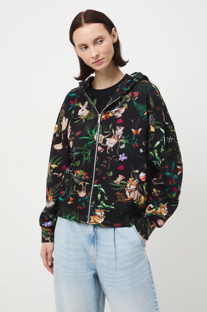 Bavlnená mikina Medicine čierna farba, s kapucňou