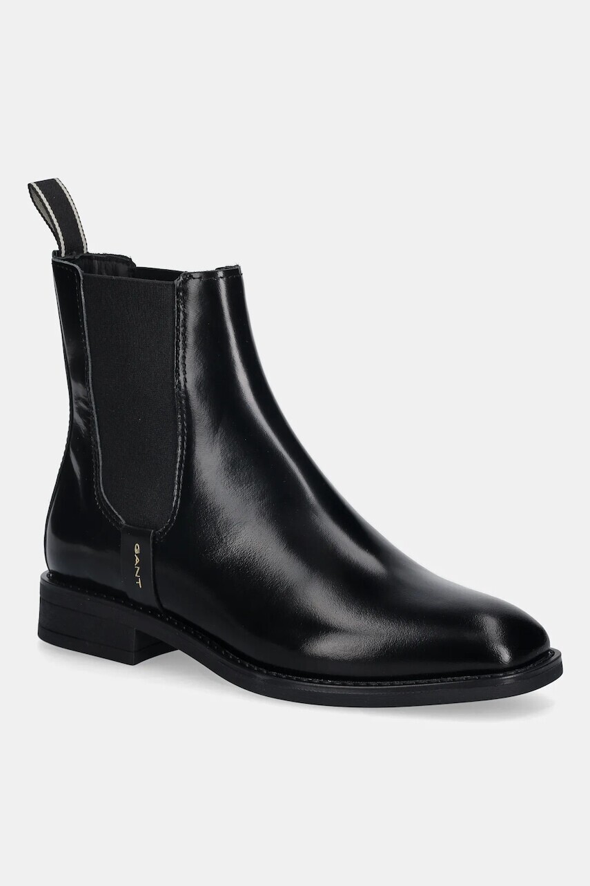 Kožené členkové topánky Gant Fayy čierna farba, na plochom podpätku, 31551126