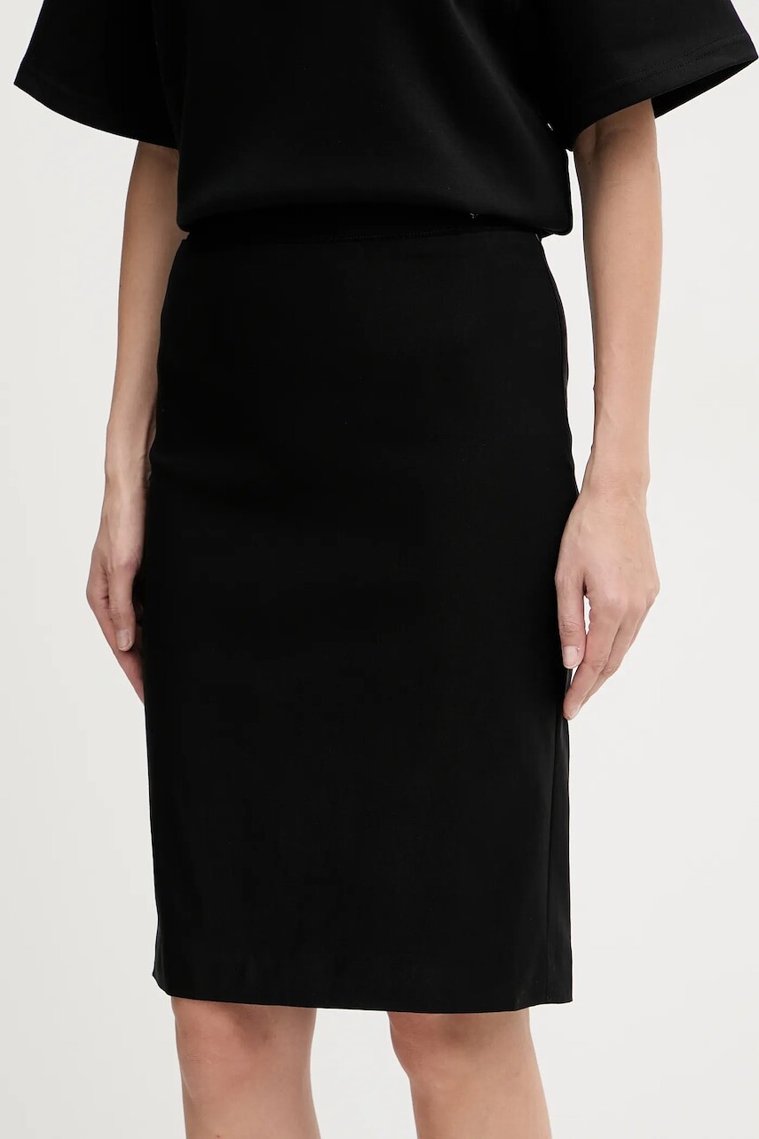 Sukňa Guess CRETA čierna farba, midi, puzdrová, W5BD84 W2362