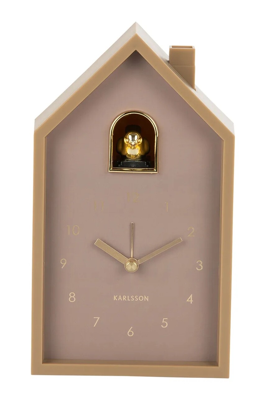 Budík Karlsson Modern Cuckoo 20 cm béžová farba