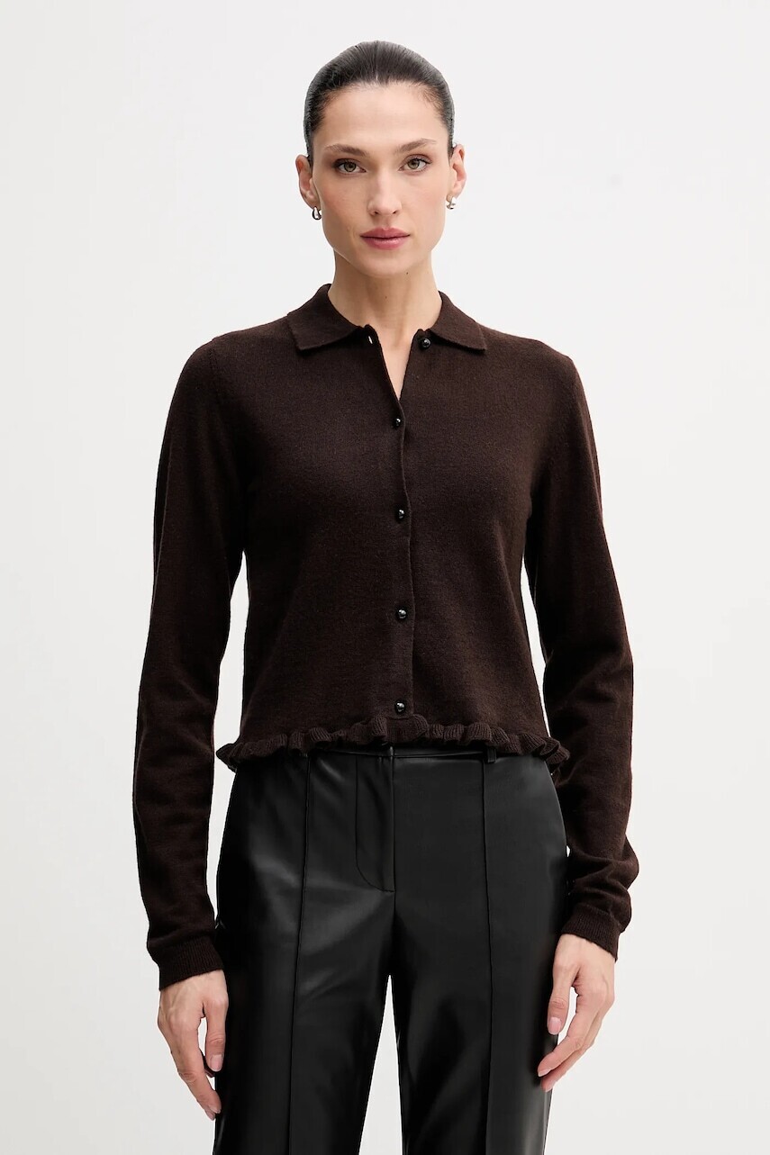 Vlnený kardigán Rotate hnedá farba, ľahký, 1154642910