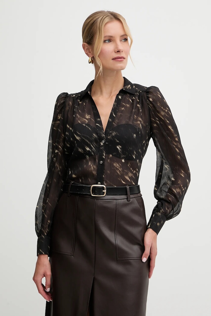 Košeľa Morgan čierna farba, slim, s klasickým golierom, COOD.F