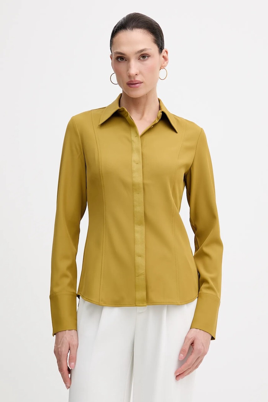 Košeľa Sisley zelená farba, regular, s klasickým golierom, 5SLFLQ0A0