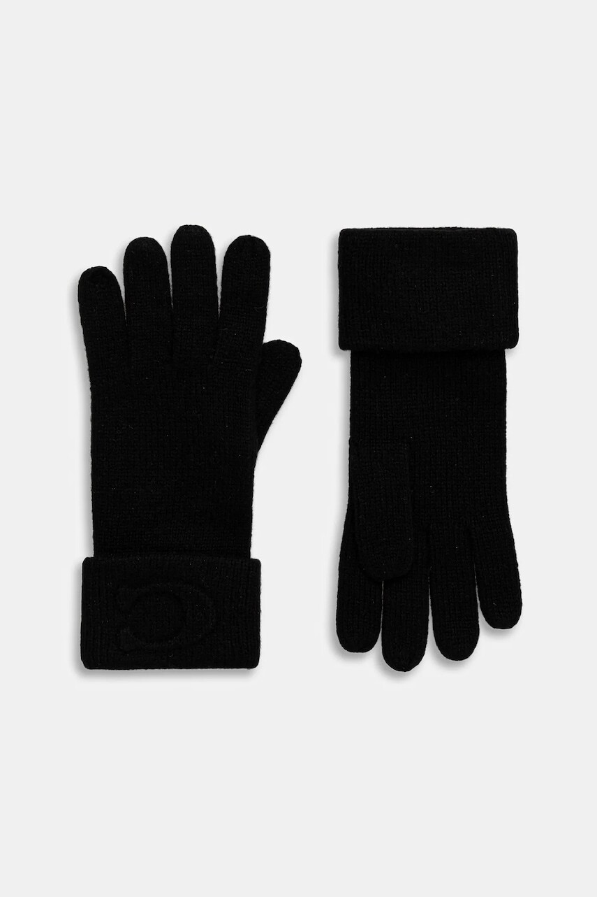 Rukavice s prímesou vlny Coach čierna farba, 29CCM98