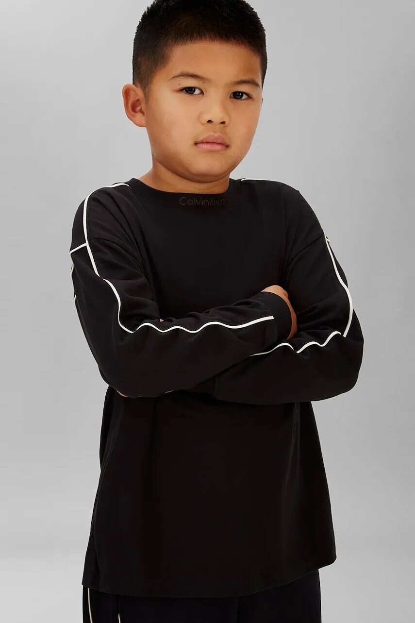 Detská bavlnená košeľa s dlhým rukávom Calvin Klein Jeans čierna farba, jednofarebná, IB0IB02612
