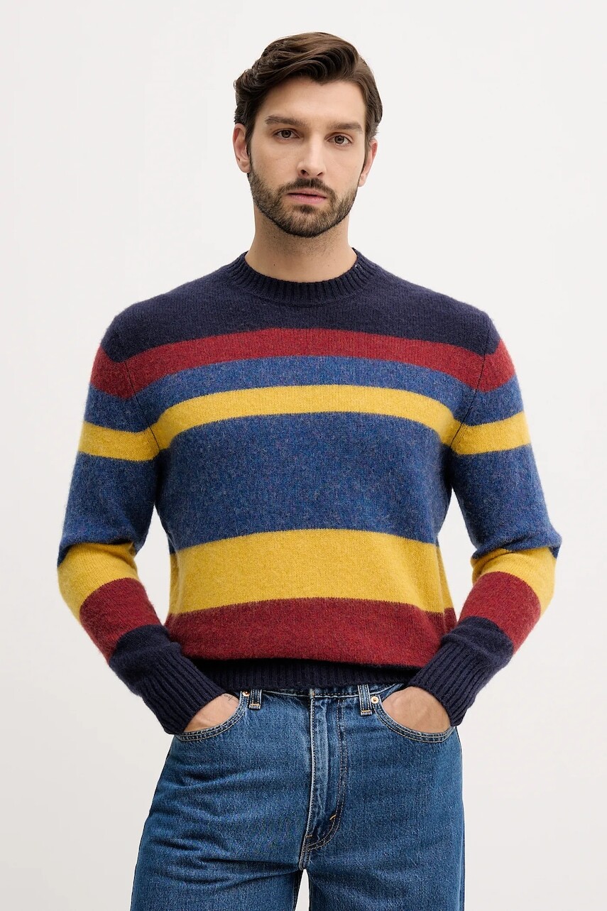 Vlnený sveter United Colors of Benetton tmavomodrá farba, 103MK10AR