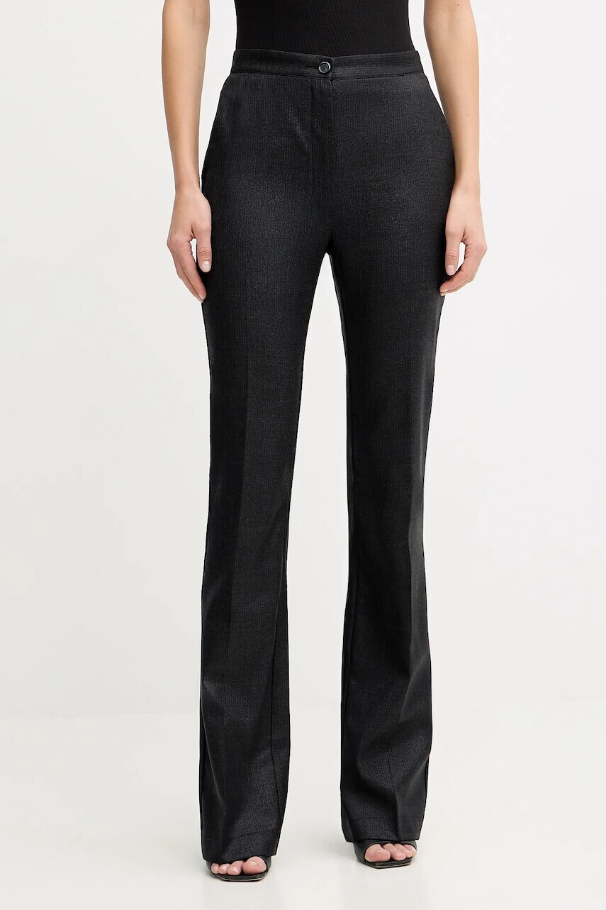 Nohavice s prímesou vlny Pinko čierna farba, zvony, vysoký pás, 106124 A305