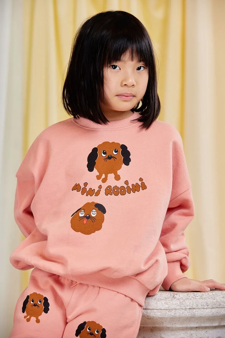 Detská bavlnená mikina Mini Rodini Doggies oranžová farba, s potlačou, 26120125