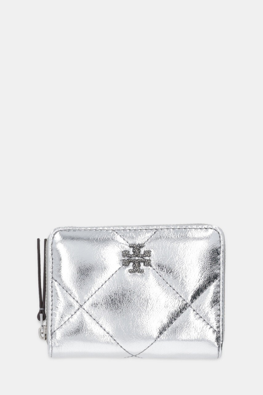 Peňaženka Tory Burch Kira Diamond dámska, strieborná farba, 175007-040