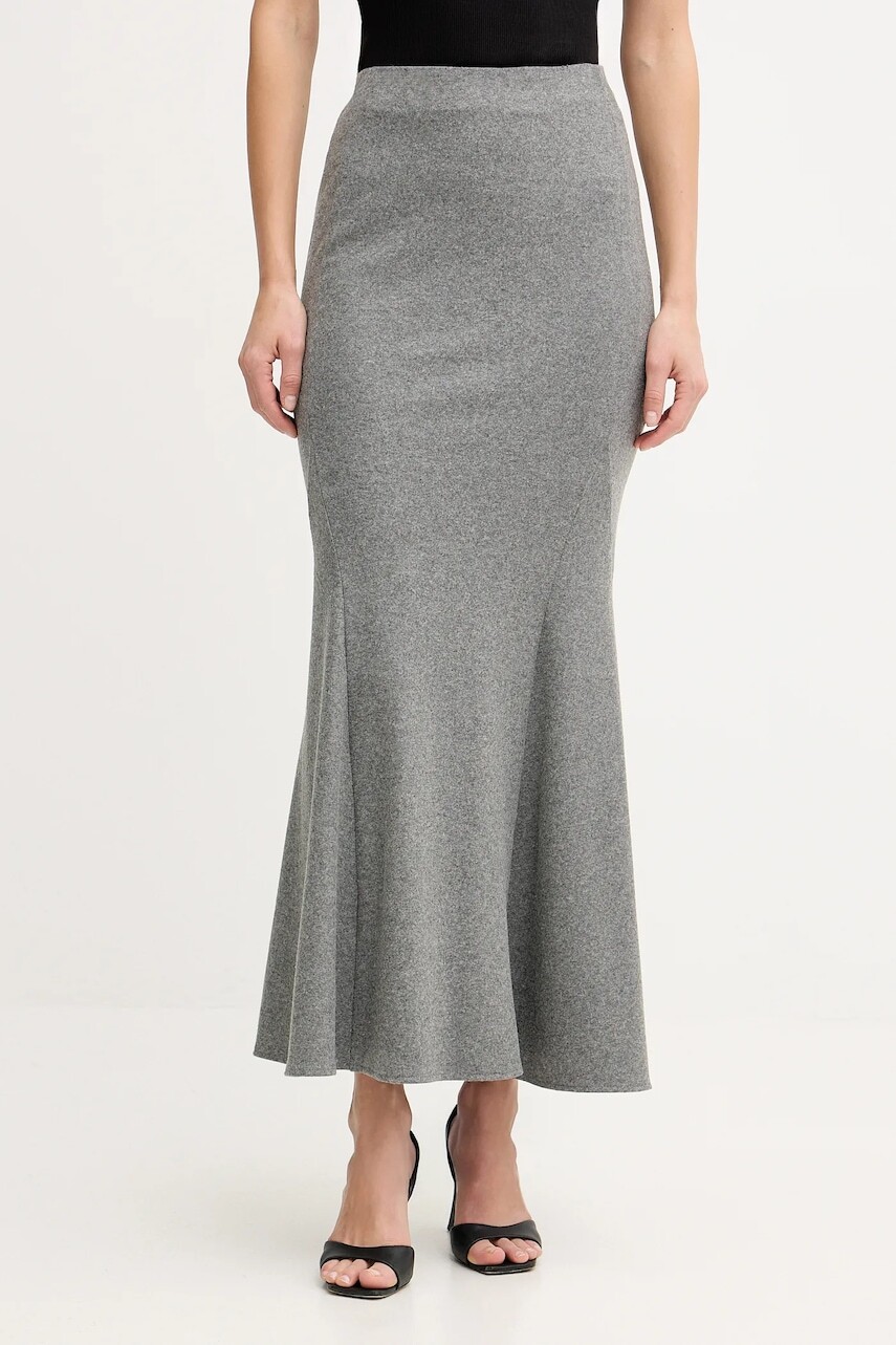 Sukňa s prímesou vlny Pinko šedá farba, maxi, áčkový strih, 106095 A2ZU