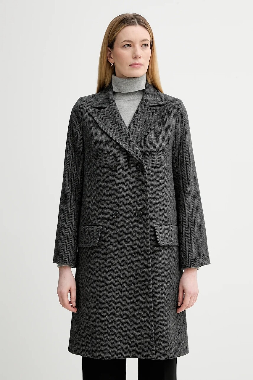 Kabát s prímesou vlny A.P.C. Manteau Ginny šedá farba, WOARA.F01545