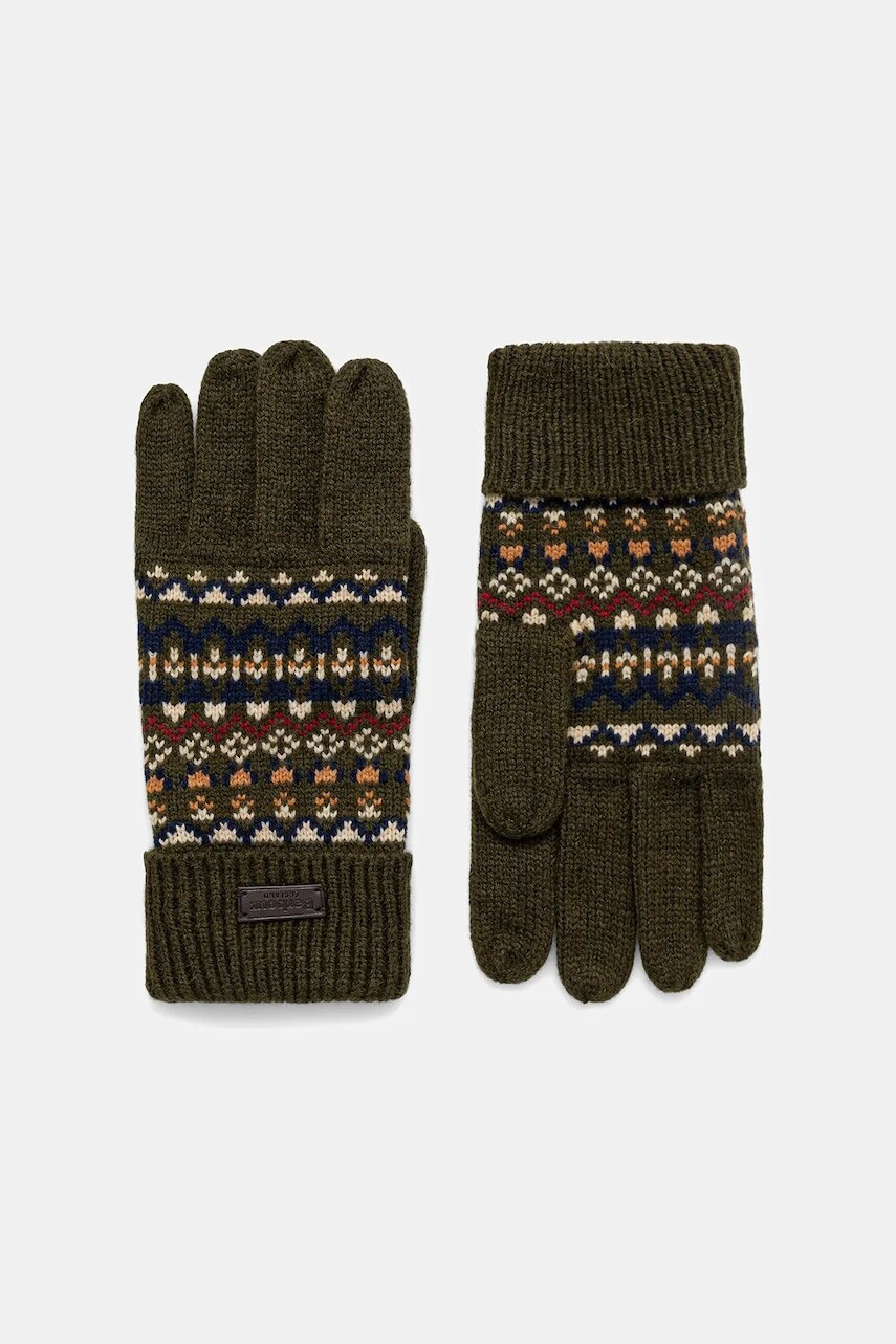 Rukavice s prímesou vlny Barbour zelená farba, MGL0148