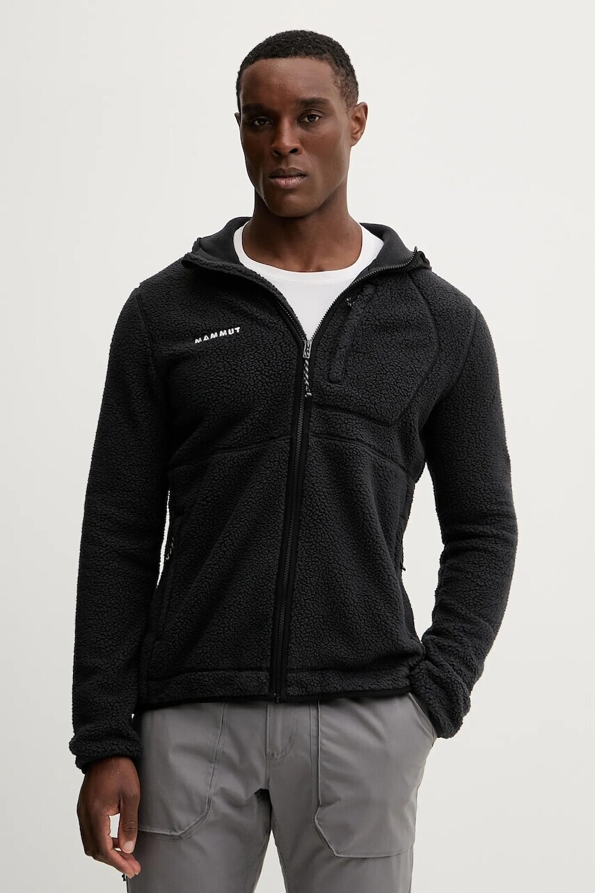 Outdoorová mikina Mammut Falera Pro čierna farba, s kapucňou, jednofarebná, 1014.06440