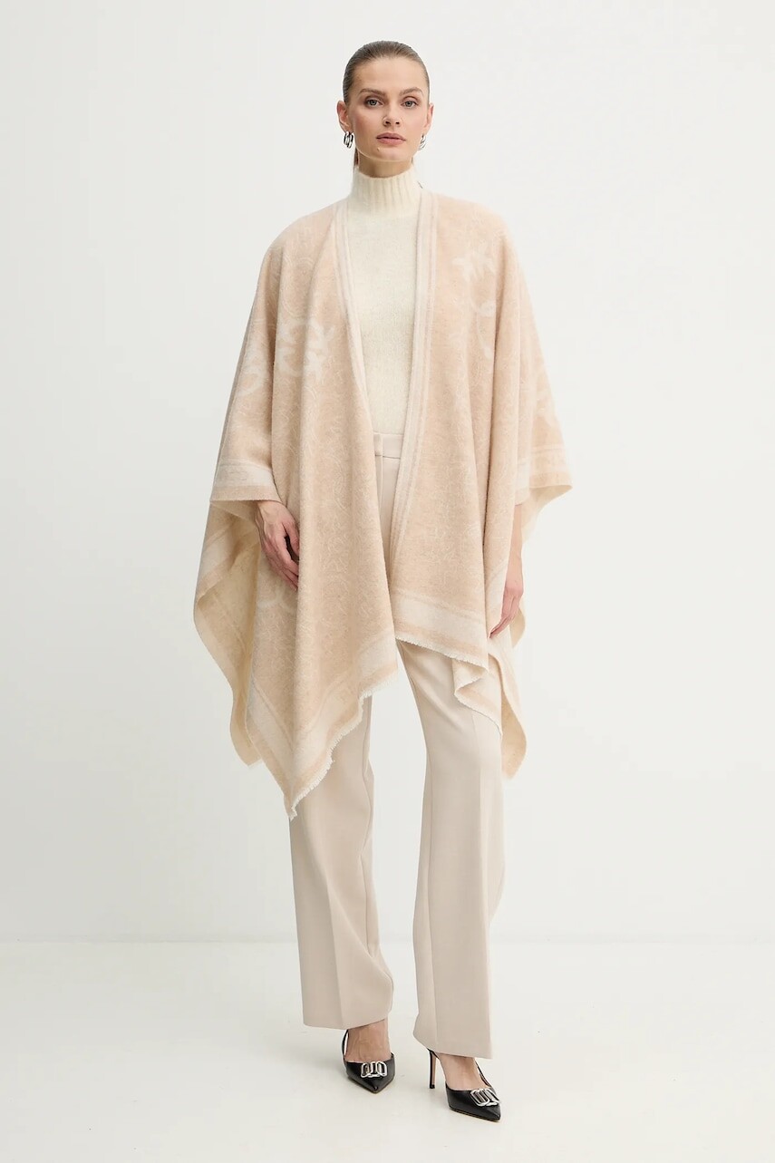 Pončo s prímesou vlny Pinko béžová farba, 105965 A2ZI