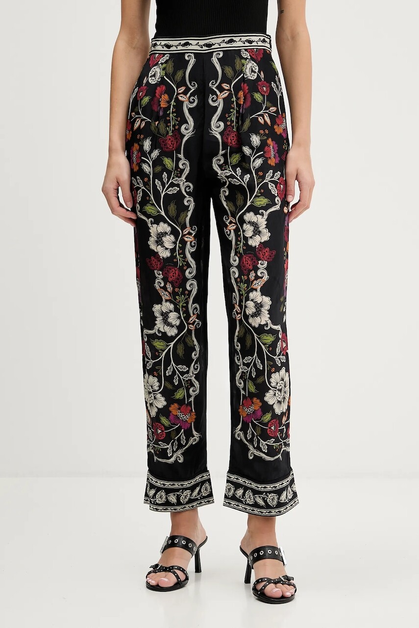 Nohavice Farm Rio čierna farba, rovný strih, vysoký pás, 350100