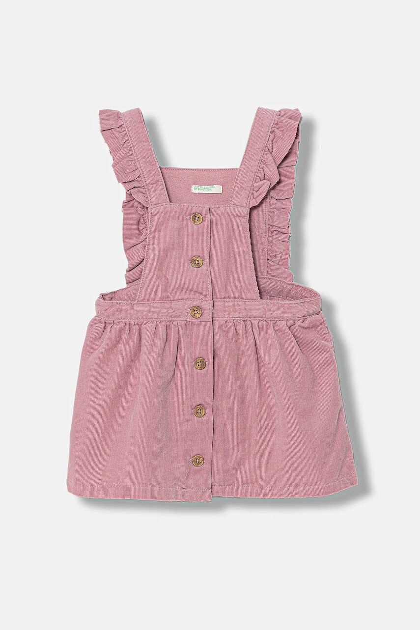 Detské bavlnené šaty United Colors of Benetton ružová farba, mini, áčkový strih, 4O5GAT01K