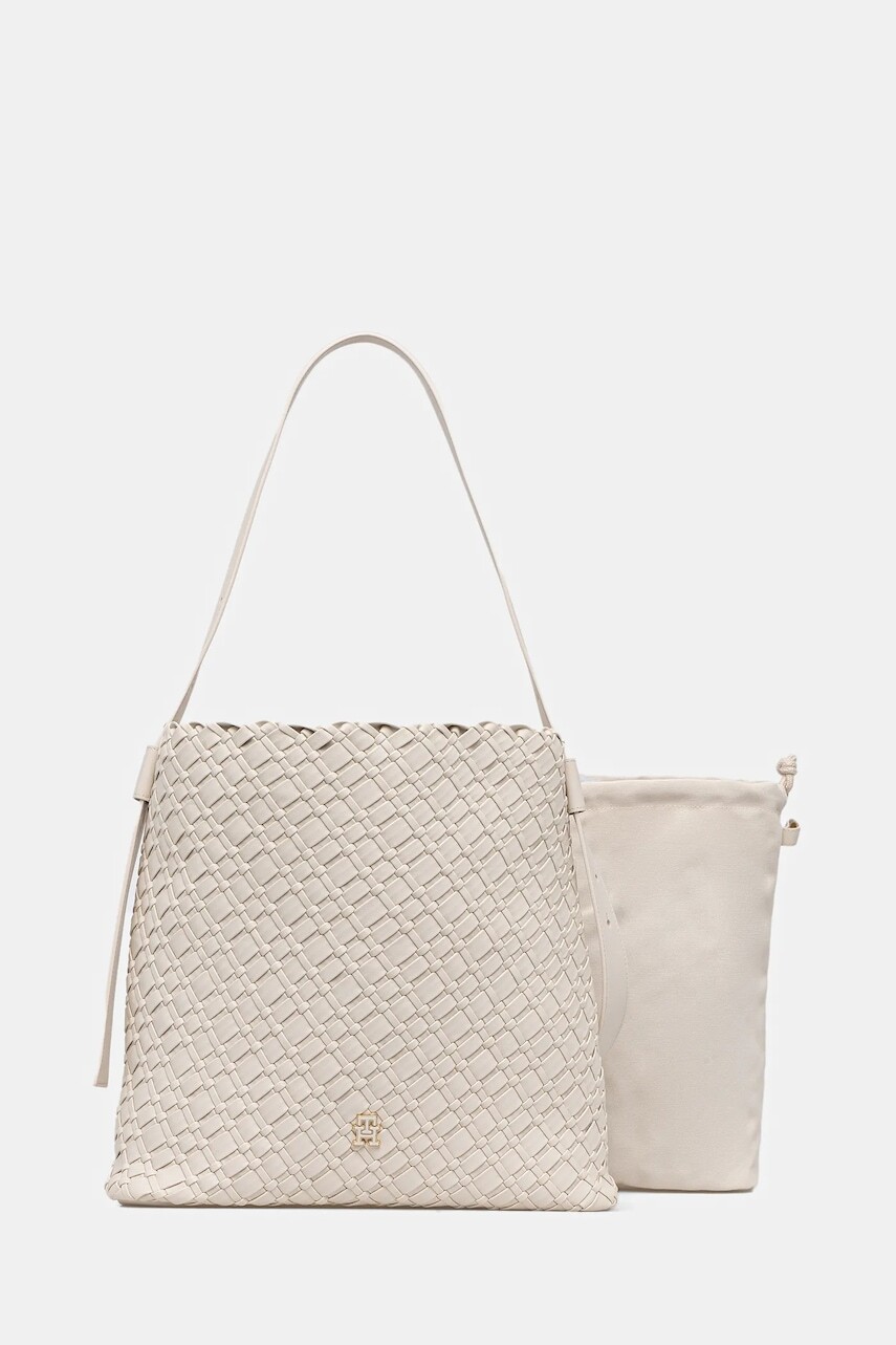 Kabelka Tommy Hilfiger béžová farba, AW0AW18161