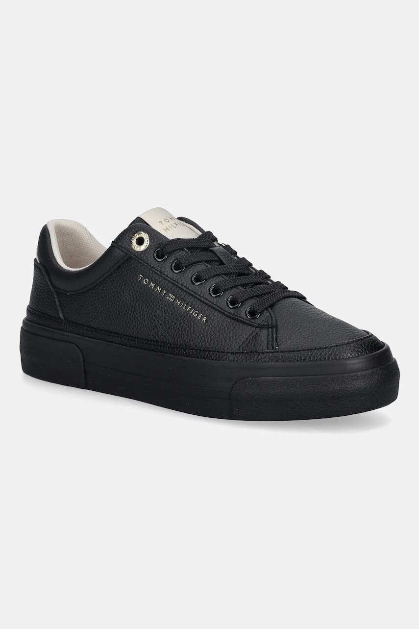 Tenisky Tommy Hilfiger TH PLATFORM SNEAKER TUMBLED LTR čierna farba, FW0FW09018