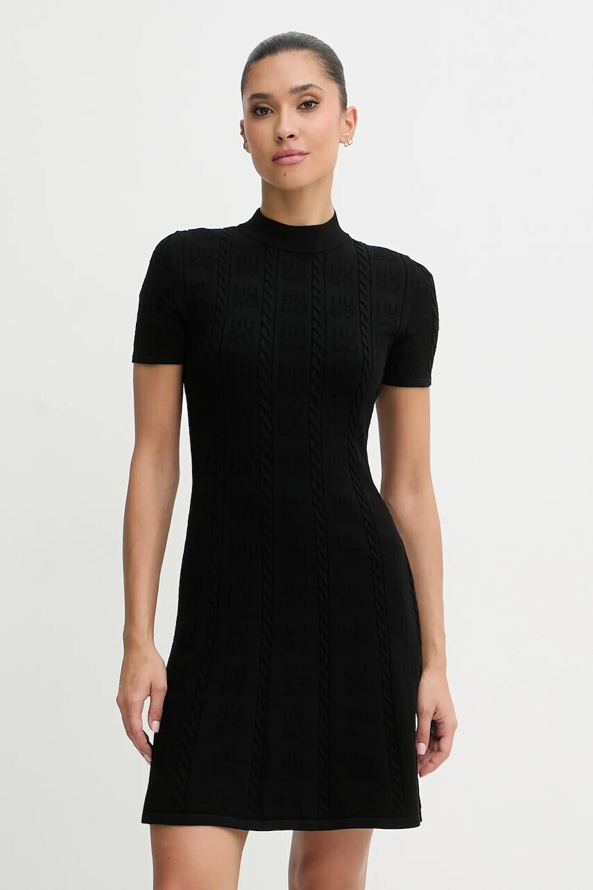 Šaty HUGO čierna farba, mini, priliehavé, 50554080