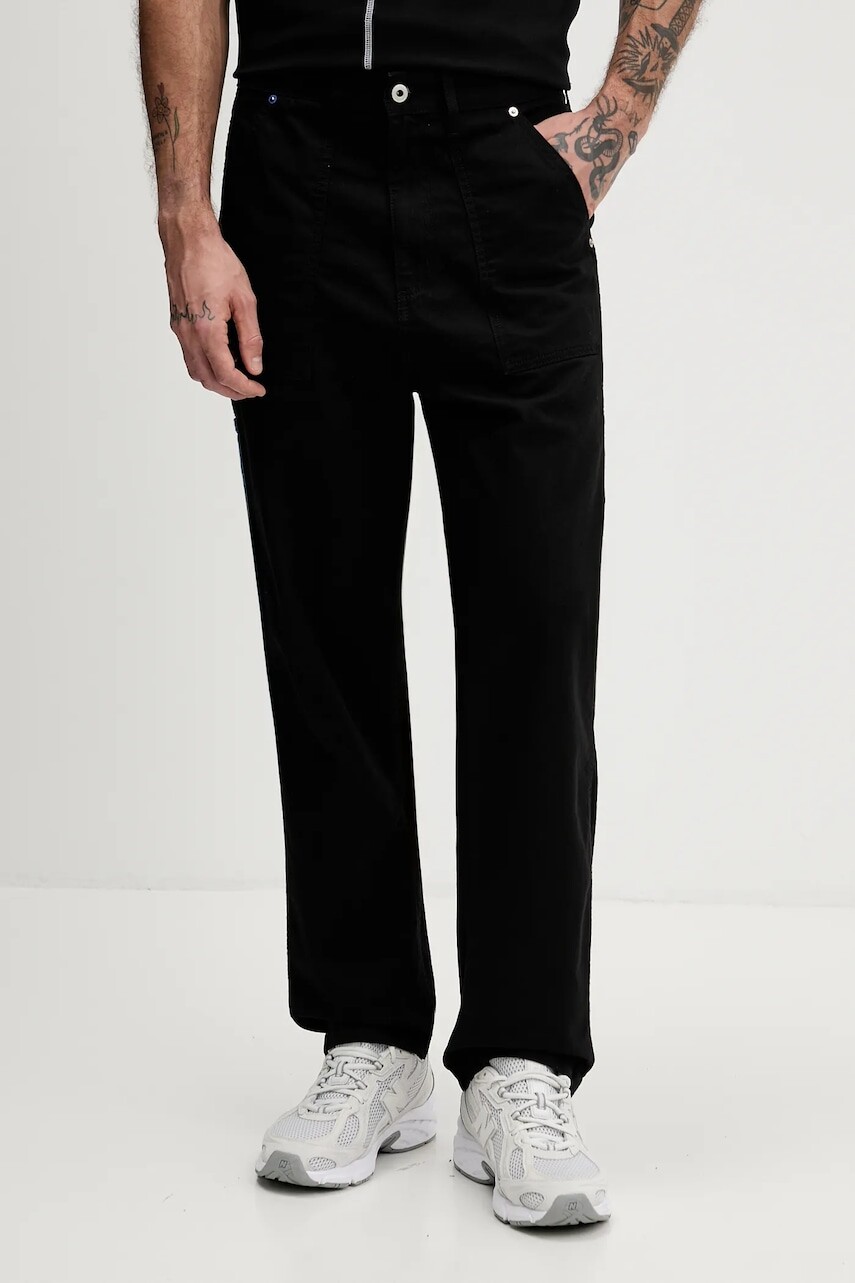 Nohavice Karl Lagerfeld Jeans čierna farba, rovný strih, B1M10031