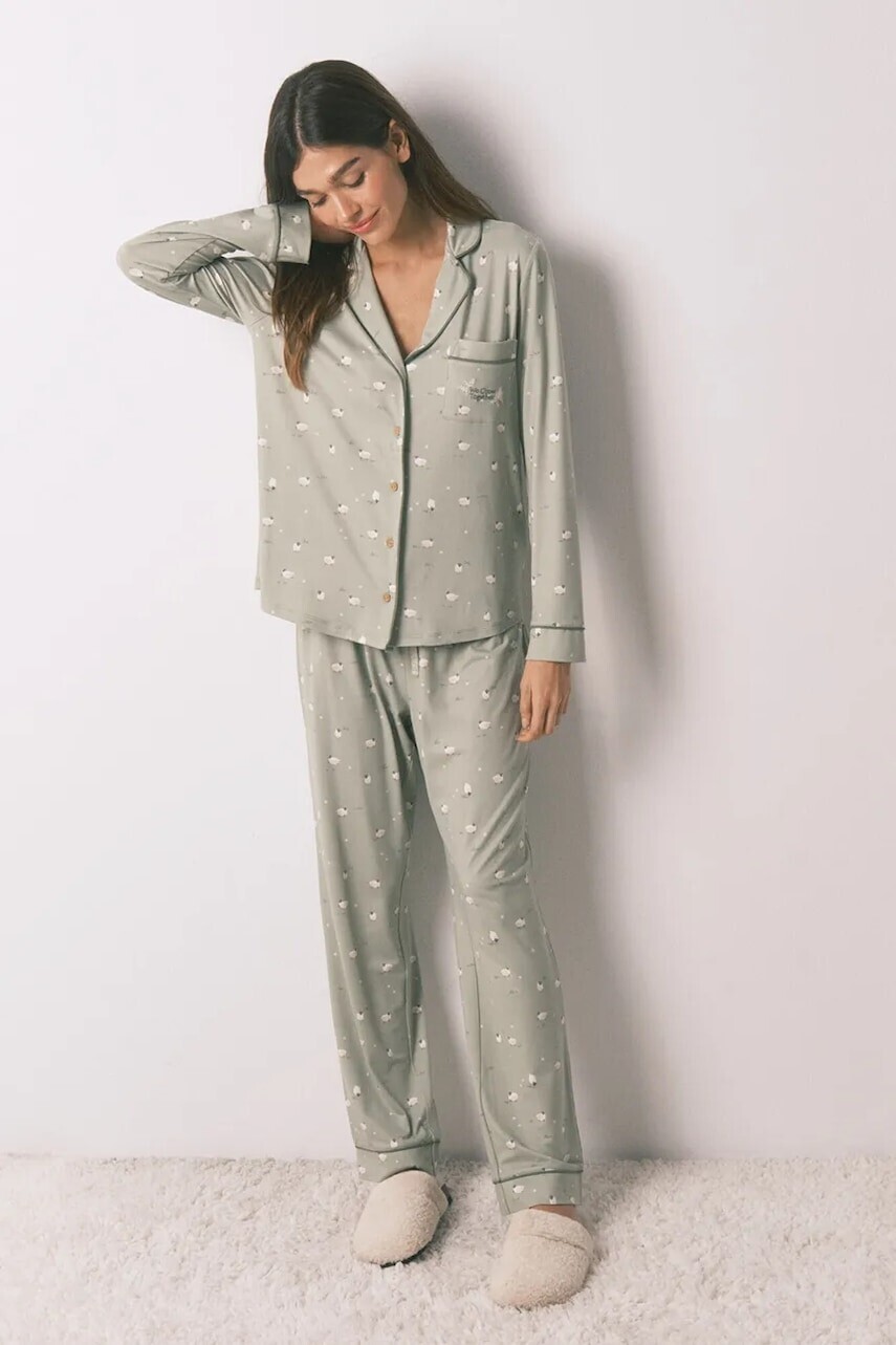 Pyžamový komplet women'secret zelená farba, 3592480