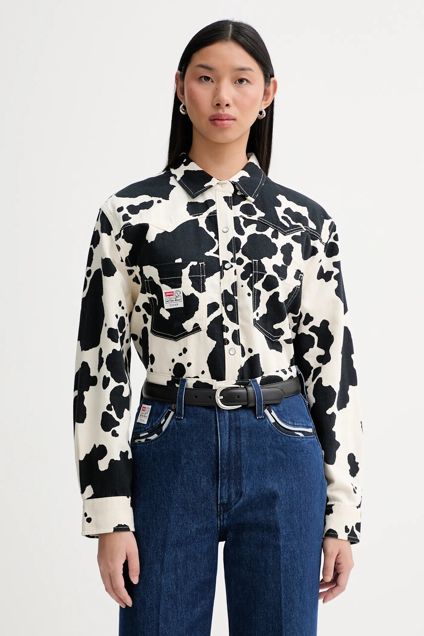 Košeľa Levi's x Toy Story čierna farba, voľný strih, s klasickým golierom, 0034F