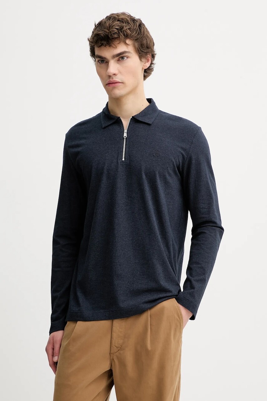 Bavlnené tričko s dlhým rukávom Marc O'Polo tmavomodrá farba, jednofarebné, 620202755050