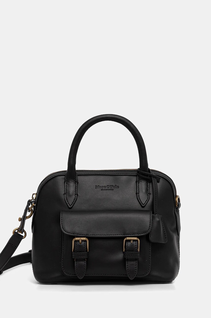 Kožená kabelka Marc O'Polo čierna farba, 5000009169