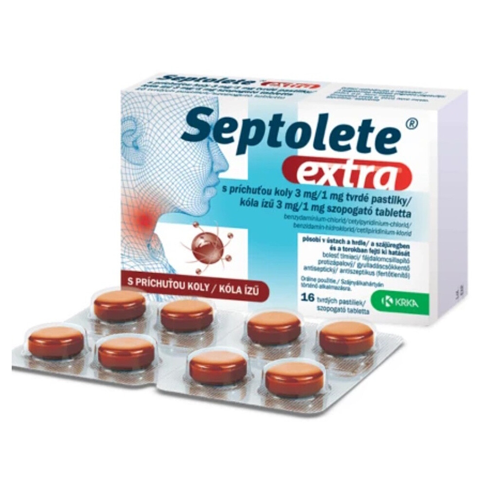 SEPTOLETE Extra s príchuťou kola 16 pastiliek