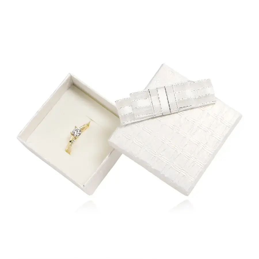 Biela darčeková krabička na šperky s dvojitou mašľou