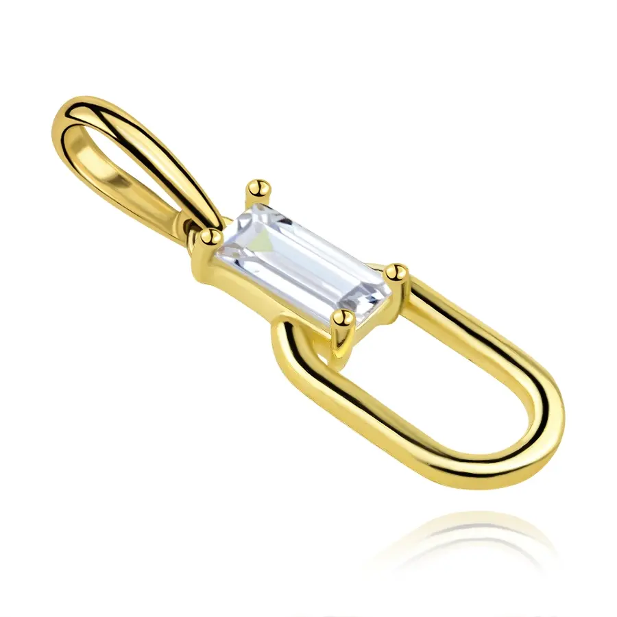 Zlatý prívesok 9K s bagetovým zirkónom a podlhovastým očkom