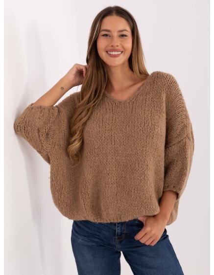 Camelový dámsky sveter s prímesou alpaky