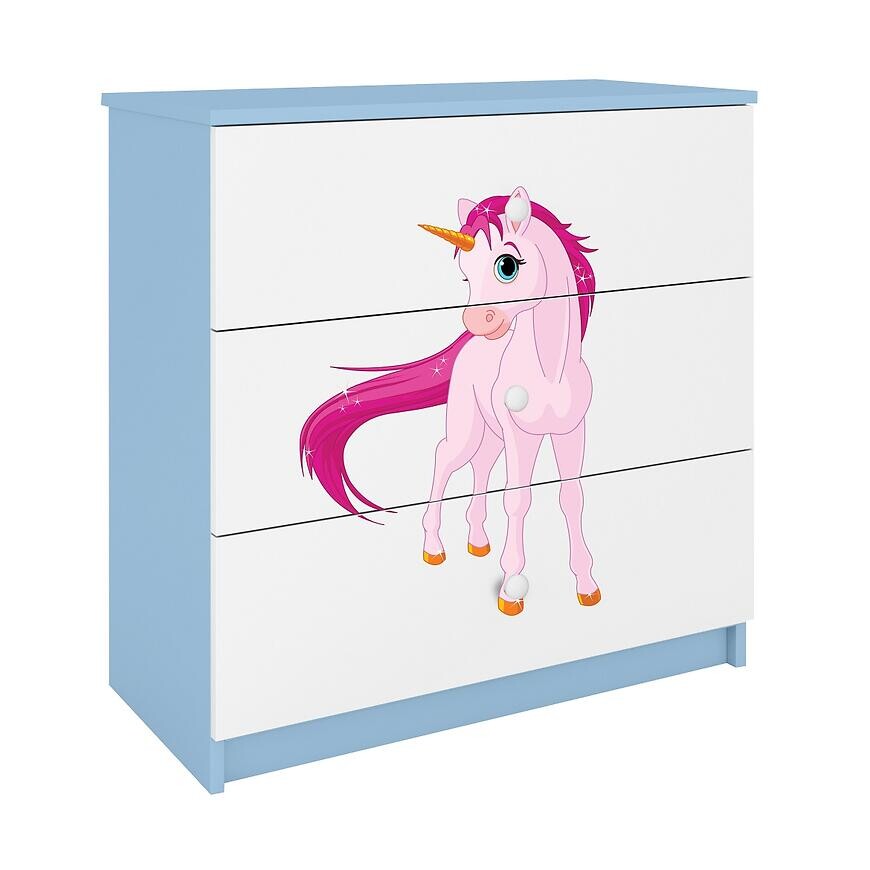 Detská komoda  Babydreams modrá – Jednorožec