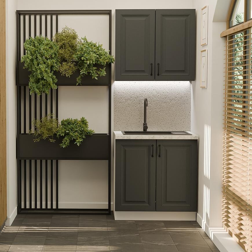 Kuchynská Linka Stilo Grafit/biela 80 cm bez pracovnej dosky