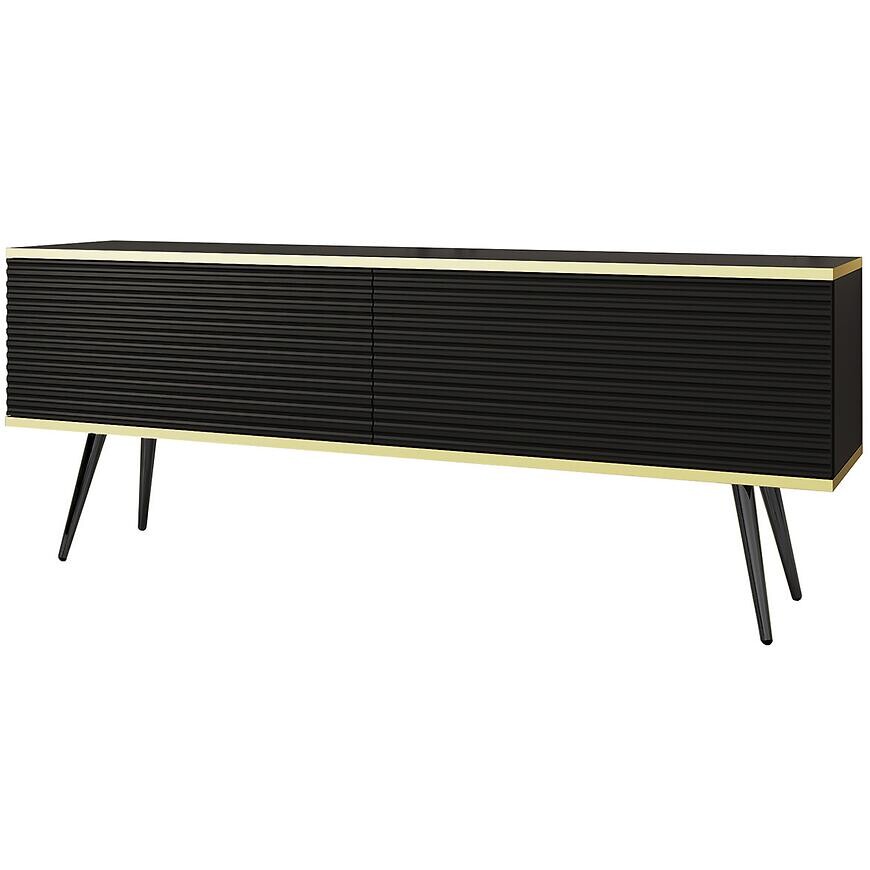 TV stolík Oro Mdf Drážkovanie 135 Čierna+ Čierne nohy