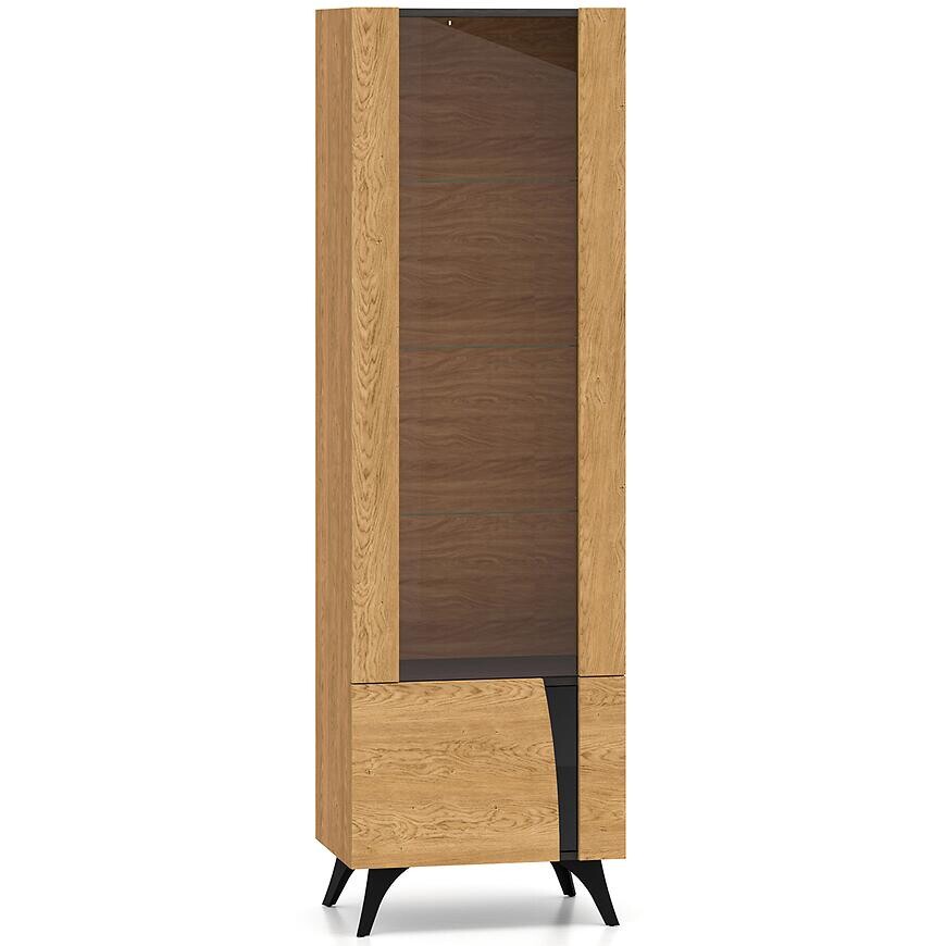 Vitrína Toscania 02l  Milton Dub  Dune/jaseň čierny/sklo