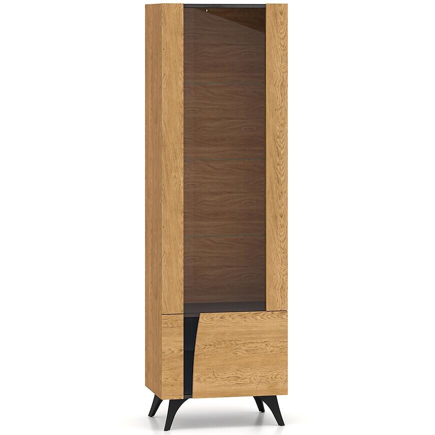 Vitrína Toscania 02p  Milton Dub  Dune/jaseň čierny/sklo