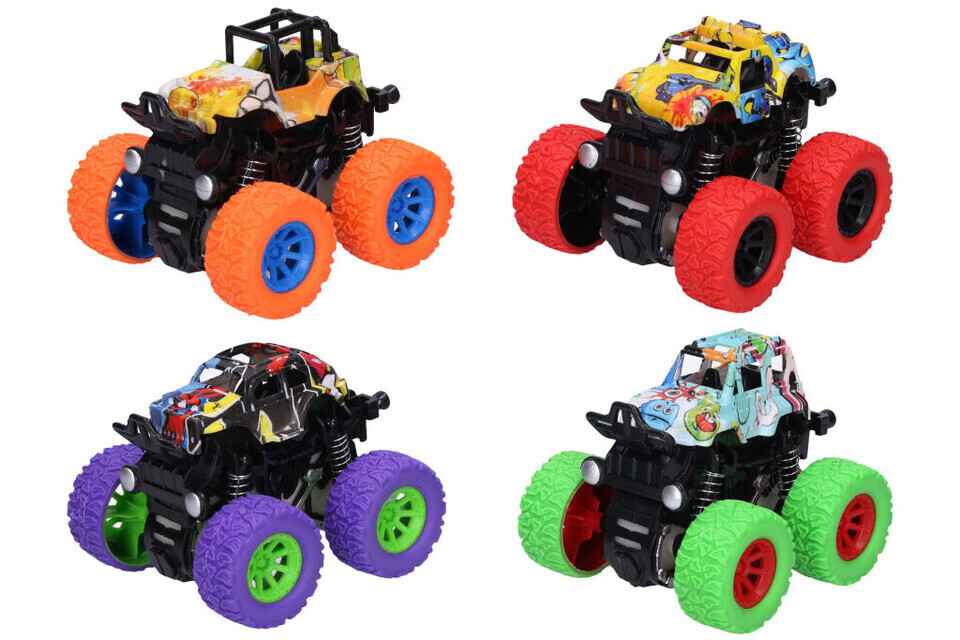 Auto terénne na zotrvačník s graffiti 9cm - náhodná