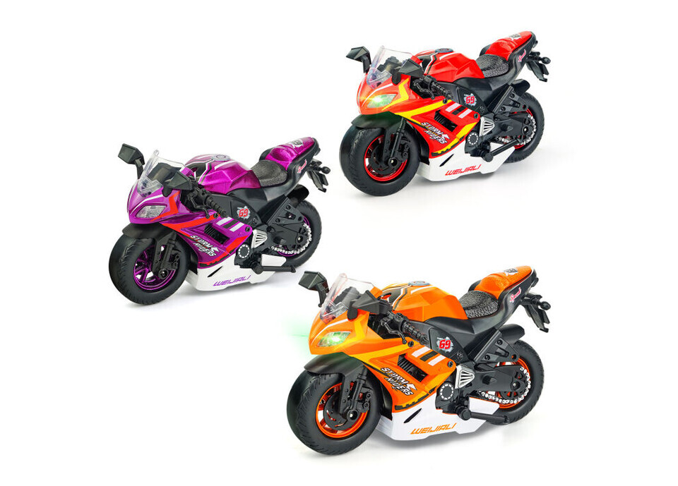 Motorka na spätné natiahnutie s efektmi 16cm - náhodná