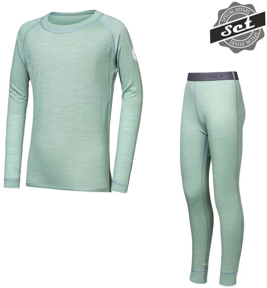SENSOR MERINO AIR SET detský tričko dl.rukáv + spodky basil green Veľkosť: 90